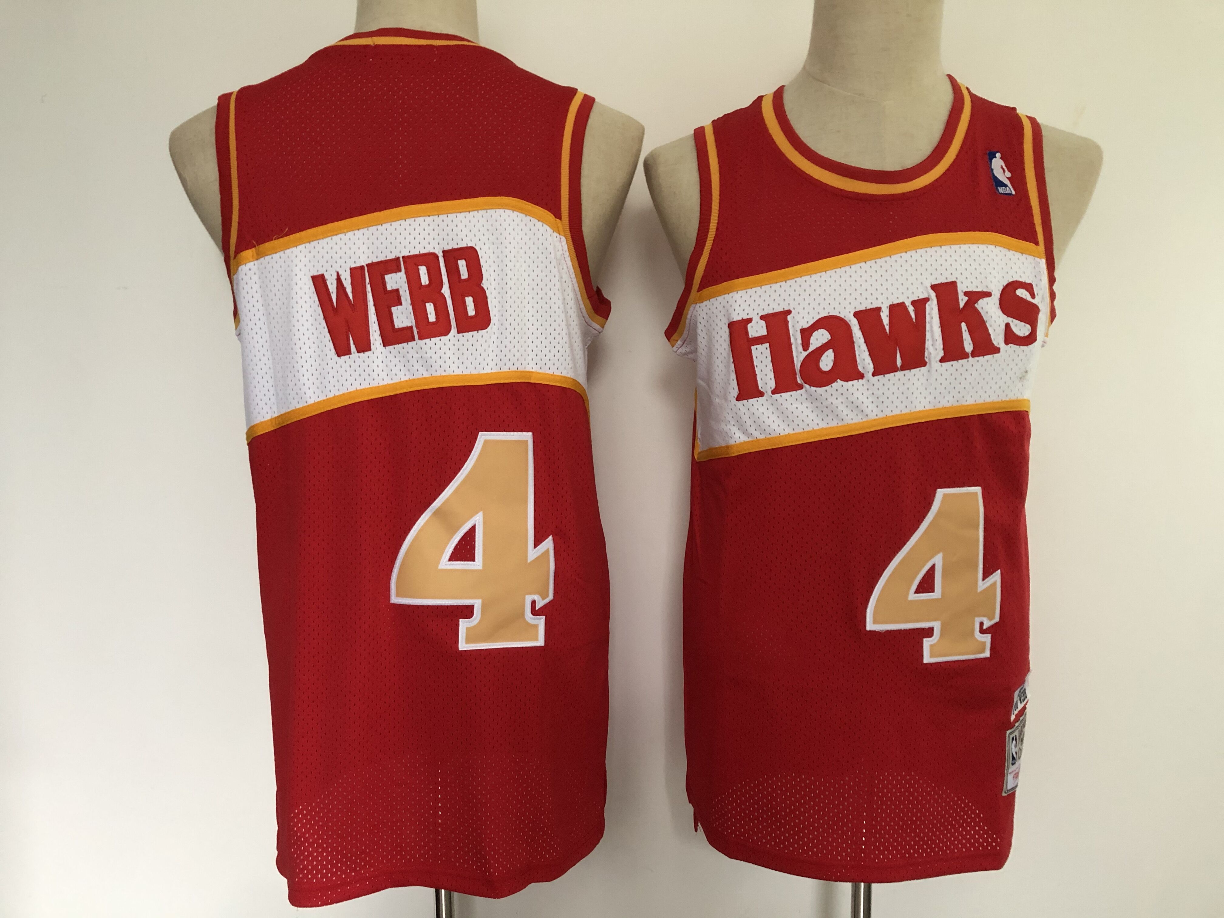 Men Atlanta Hawks #4 Webb Red Throwback NBA Jersey